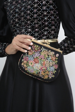 Bolsa preta flores vitoriana vintage - comprar online