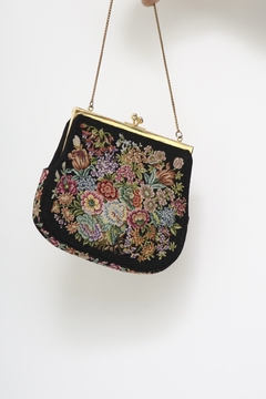 Bolsa preta flores vitoriana vintage - comprar online