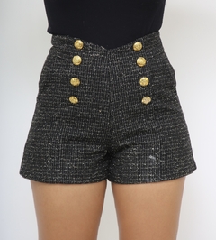 Shorts preto curto brilho cintura alta - comprar online