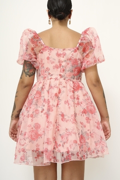 Vestido Mini floral organza transparência vintage - comprar online