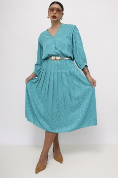 Vestido verde midi 100 % SEDA - loja online