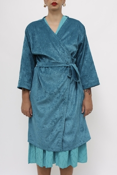 Imagem do Vestido aveludado verde kimono