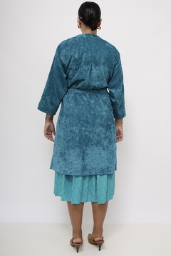Vestido aveludado verde kimono - loja online