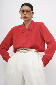 Camisa vermelha bordada vintage - comprar online