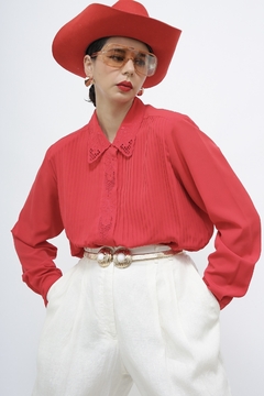 Camisa vermelha bordada vintage - loja online