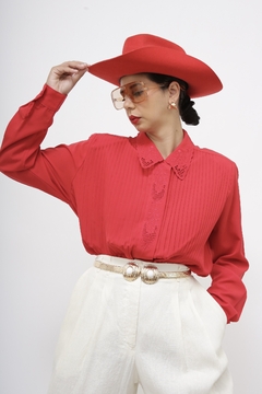 Camisa vermelha bordada vintage - loja online
