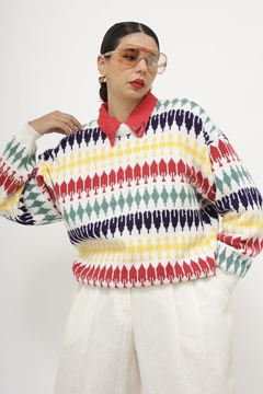 Pulover color grosso vintage maga bufante - loja online