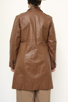Casaco longo couro marrom vintage - loja online