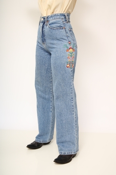 Calça jeans bordado cintura alta - comprar online