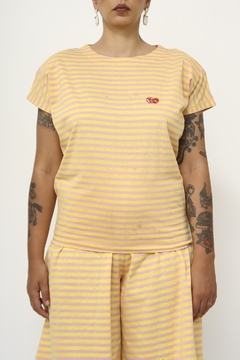 Conjunto listras shorts camiseta vintage - comprar online