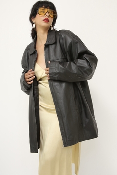 Maxi jaqueta couro vintage preta - comprar online