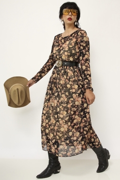 Imagem do Vestido floral longo estampado preto marrom