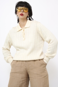 Pulover tricot polo vintage creme - comprar online