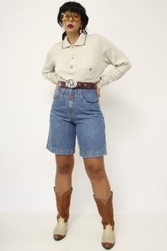 Bermuda jeans vintage cintura alta - comprar online