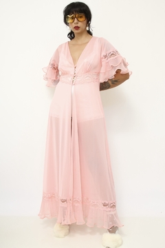 Robe rosa mangas flare vintage - Capichó Brechó