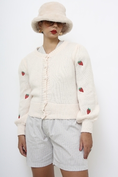 Pulover morangos off white - loja online