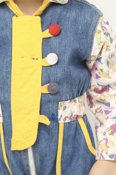 Macacao jeans infantil manga floral na internet