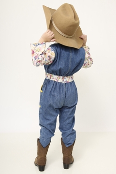 Imagem do Macacao jeans infantil manga floral