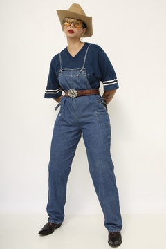 Imagem do Macacão vintage jeans classico recorte costas cos