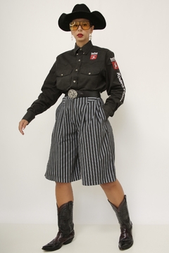 Camisa vaqueiro preto bordado vintage - comprar online
