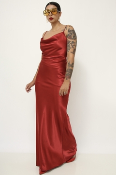 Vestido vermelho longo vintage - Capichó Brechó
