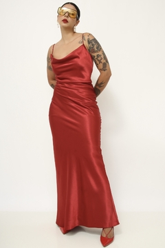 Vestido vermelho longo vintage - Capichó Brechó