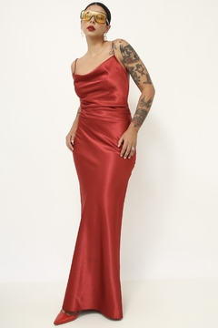 Vestido vermelho longo vintage - loja online