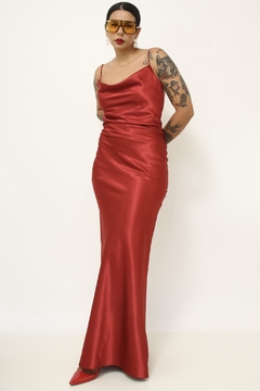 Vestido vermelho longo vintage - comprar online