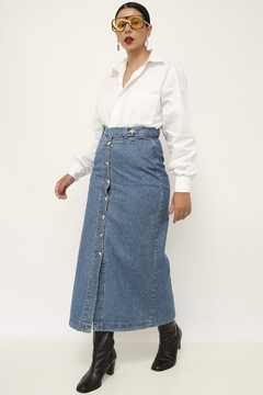 Saia midi jeans vintage - loja online