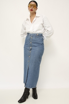 Saia midi jeans vintage - loja online