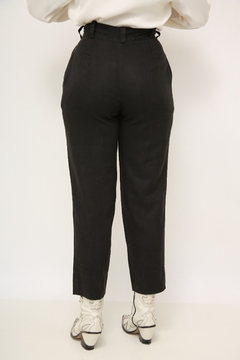 Calça preta linho vintage cintura alta na internet