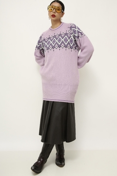 Pulover roxo vintage longo 80´s - comprar online