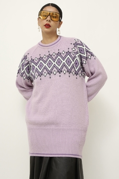 Pulover roxo vintage longo 80´s