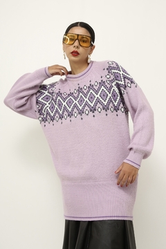 Pulover roxo vintage longo 80´s