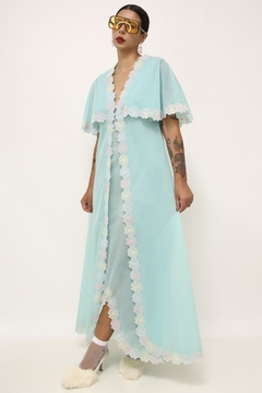 Cojunto Robe + Camisola azul bordado vintage - comprar online
