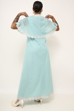 Cojunto Robe + Camisola azul bordado vintage