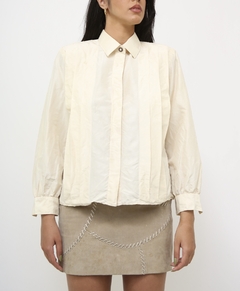 Camisa pregas na frente creme - comprar online