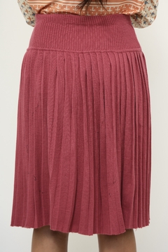Saia tricot vintage rosa plissada - loja online