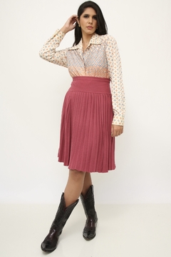 Imagem do Saia tricot vintage rosa plissada
