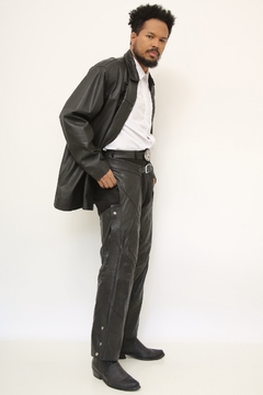 Maxi jaqueta couro vintage preta - comprar online