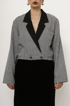 Blazer cropped xadrez vintage - loja online