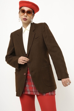 Blazer lã marrom chester vintage - loja online