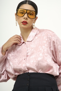 Camisa pijama rosa acetinada - loja online