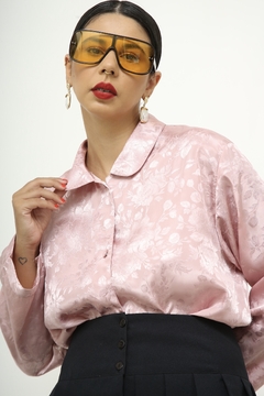 Camisa pijama rosa acetinada