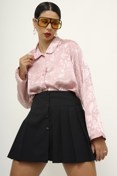 Camisa pijama rosa acetinada - comprar online