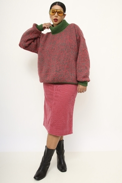 Pulover tricot grosso rosa e verde na internet