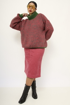 Pulover tricot grosso rosa e verde - comprar online
