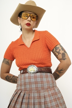 Imagem do Polo tricot laranja trama