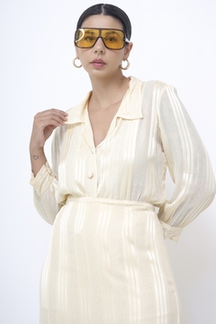 Conjunto dourado vintage camisa + saia - loja online