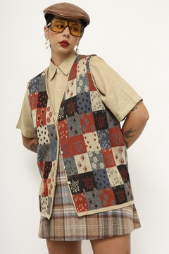 Colete recortes estampa tricot vintage - comprar online